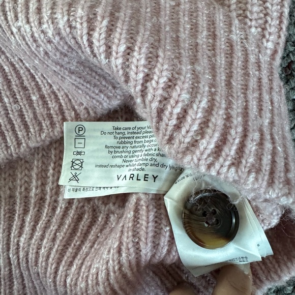 Varley Peverel Button Placket Soft Pink Wool Blend Knit Sweater XS Baggy - Picture 13 of 14